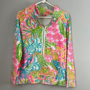 Lilly Pulitzer Skipper Popover Jacket Lovers Coral Size M EUC Octopus
